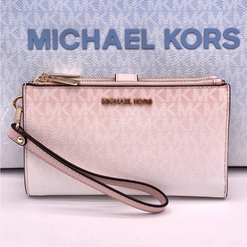 MICHAEL KORS Jet Set Large Ombré Signature Logo Wristlet Phone Holder Wallet